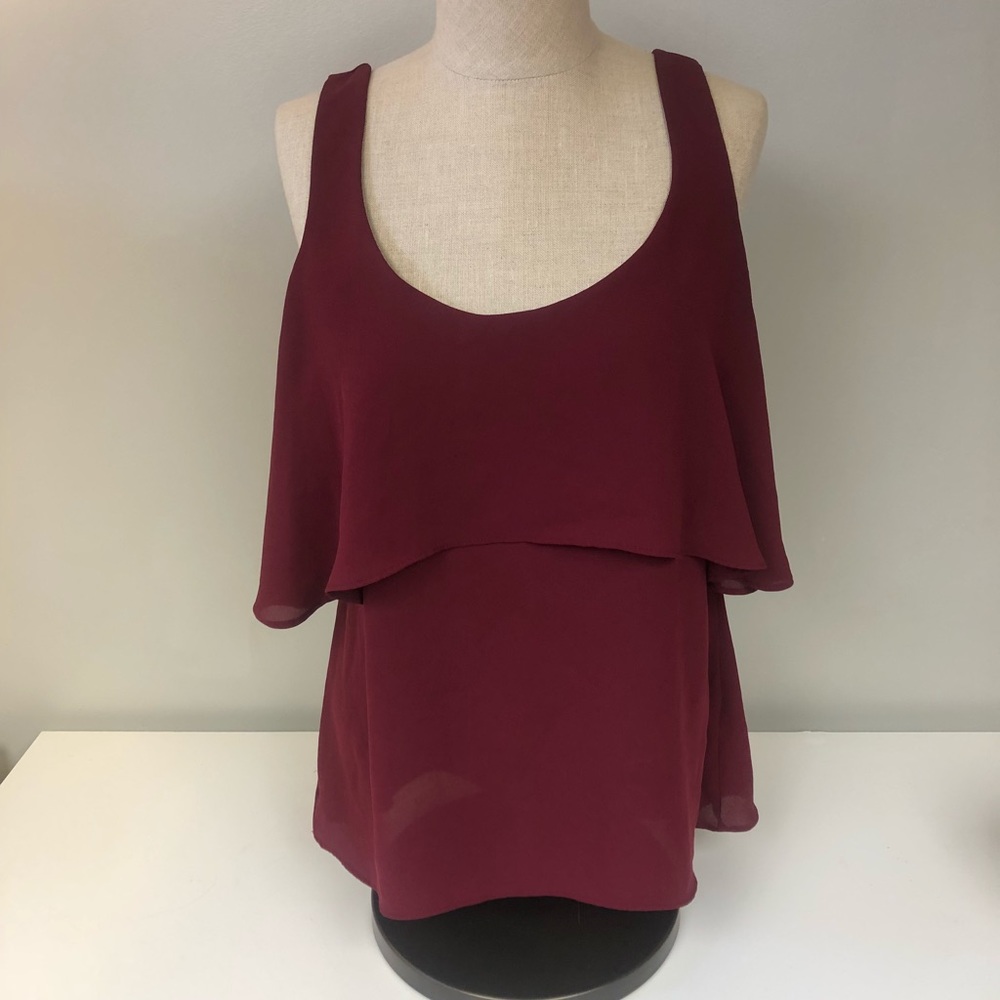 Marroon Sheer Top Open Back